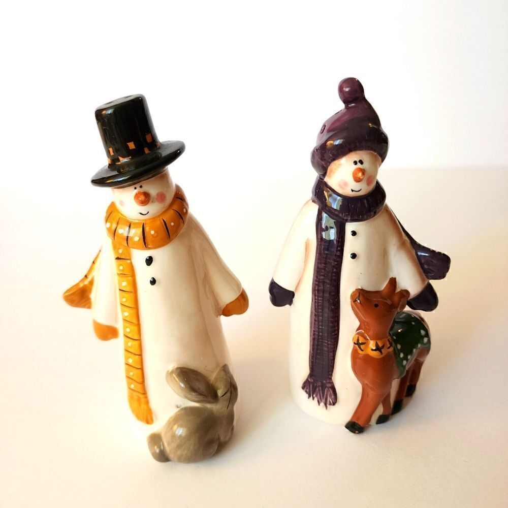 JCPenny Home Collection Ceramic Snowmen Salt and Pepper Shakers